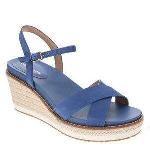 Cole Haan Silvee Espadrille Wedge Sandal, NIB, Size 10, Blue Suede